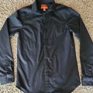 Egara Mens Black Dress Shirt Classic Long-Sleeve Neck Size 15